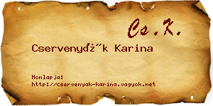 Cservenyák Karina névjegykártya